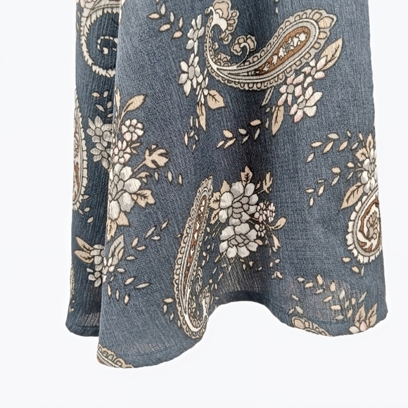 J.O.A. Navy Paisley Mini Dress Ruffle Strap Lace-Up Corset Sleeveless S Blue - Picture 7 of 8